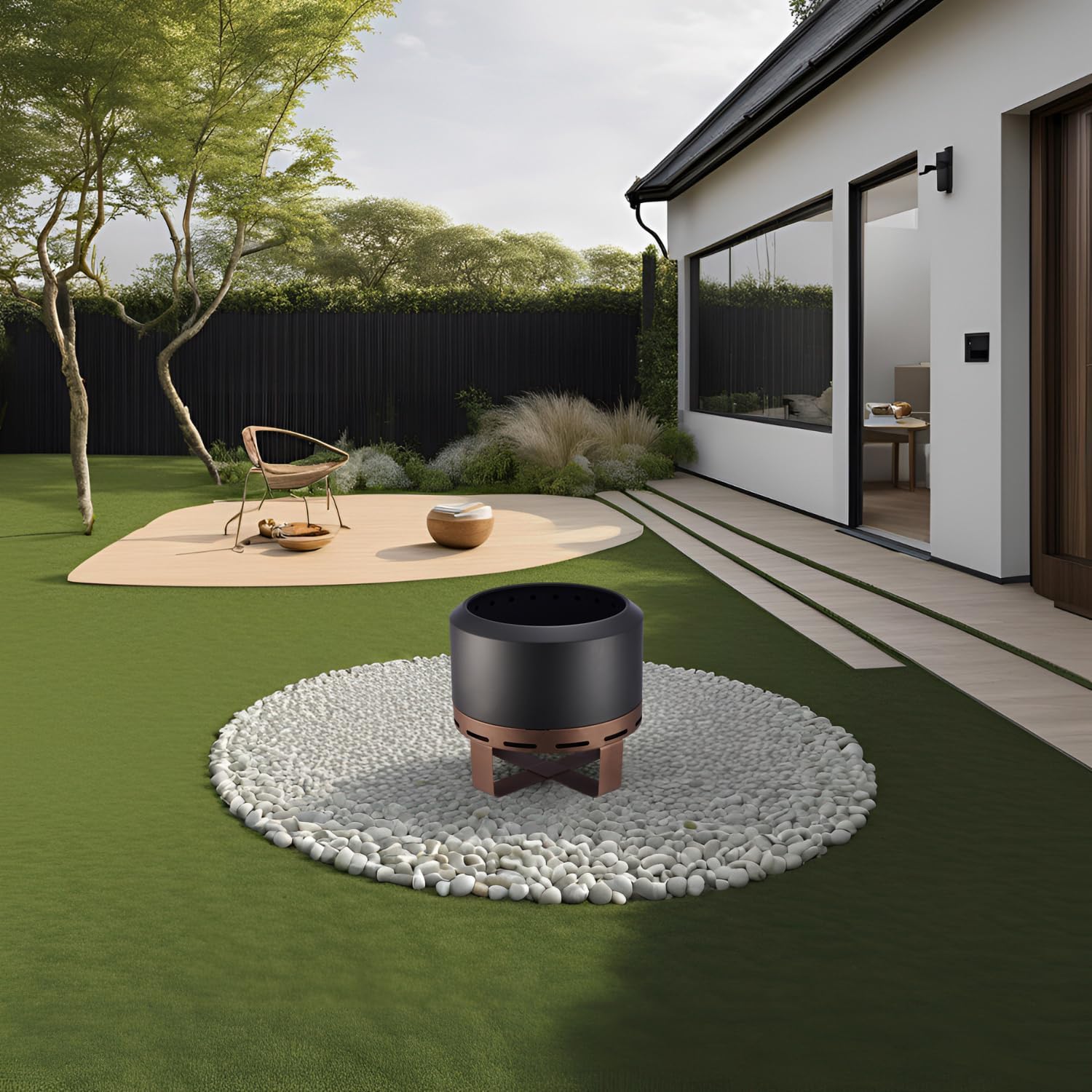 24'' Outdoor Smokeless Fire Pit Stove, Table Top Firepit with Stand, Wood Burning Fire Place Firepit Table for Outside Patio, Portable Fire Pit for Camping Bonfire, Solo Stove Bonfire (Black, 24 in)