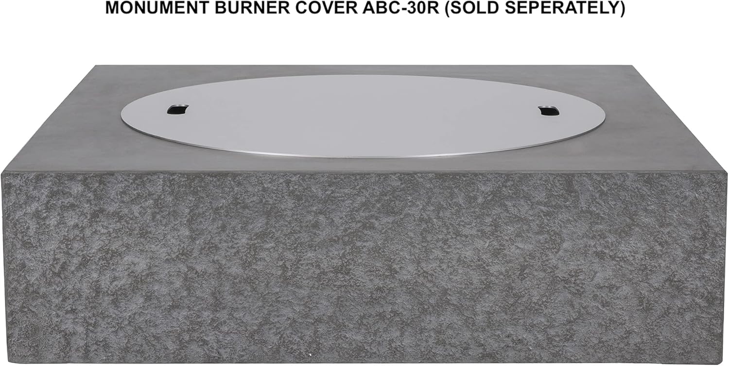 Pyromania Monument Outdoor Concrete Fire Pit Table, 41 x 41 Inches - Natural Gas Model in Slate Gray Color