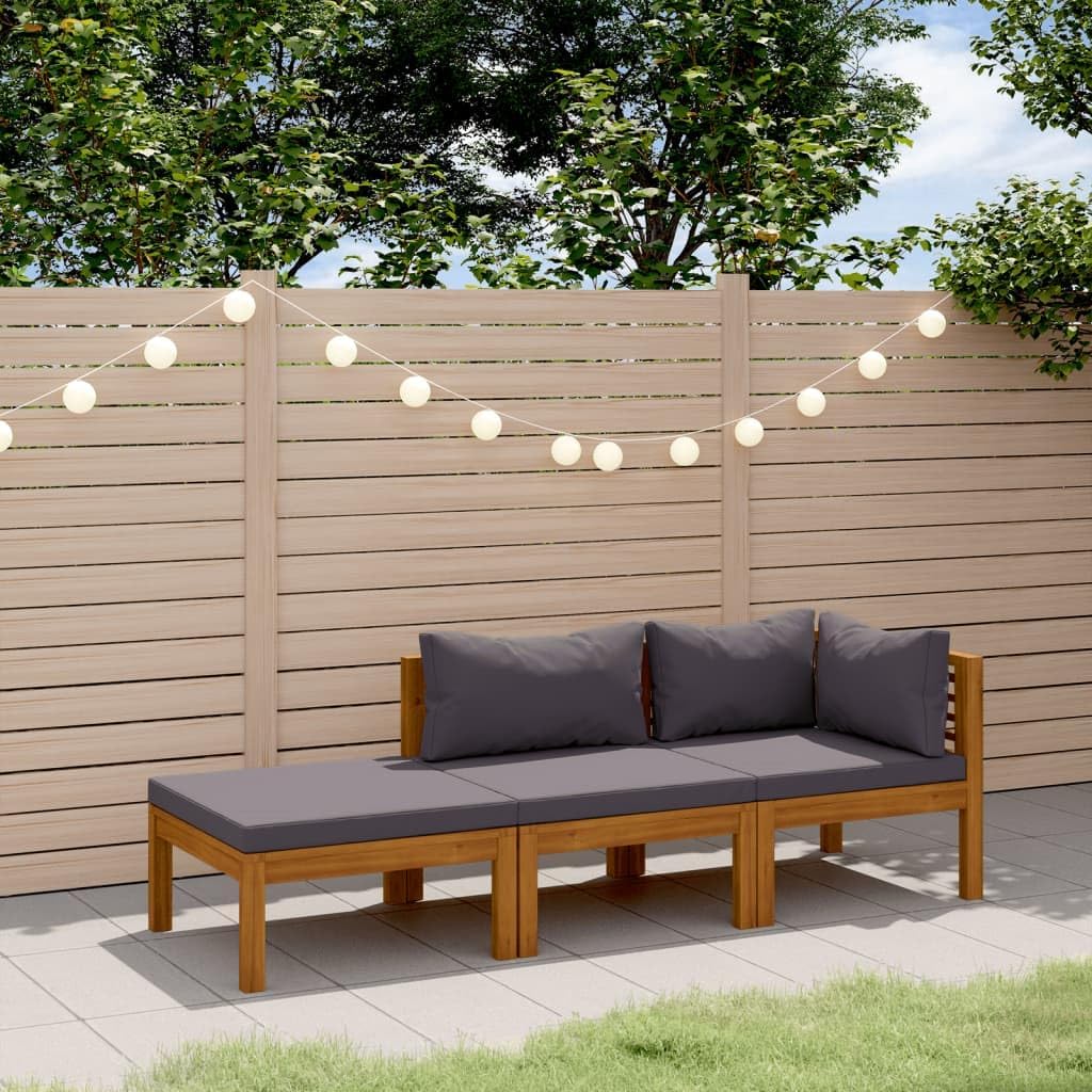 3 Piece Patio Lounge Set with Cushion Solid Acacia Wood,Elegant Acacia Wood Patio Lounge Set: Comfort and Versatility for Your Outdoor Oasis Patio Furniture Sets, Outdoor Furniture Sets