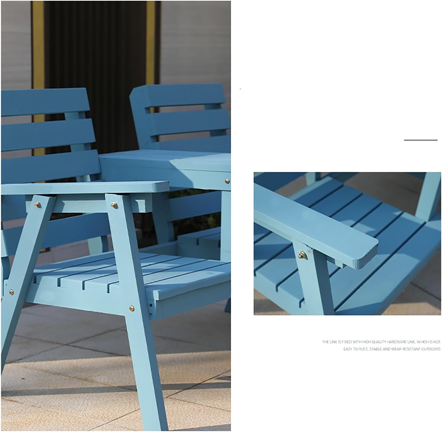 Wooden Picnic Table Garden Bench, Heavy Duty Outdoor Bench, Outdoor Patio Bench for Yard, Garden, Patio, Outdoor, Deck, Fire Pit, Pool(Dark brown)