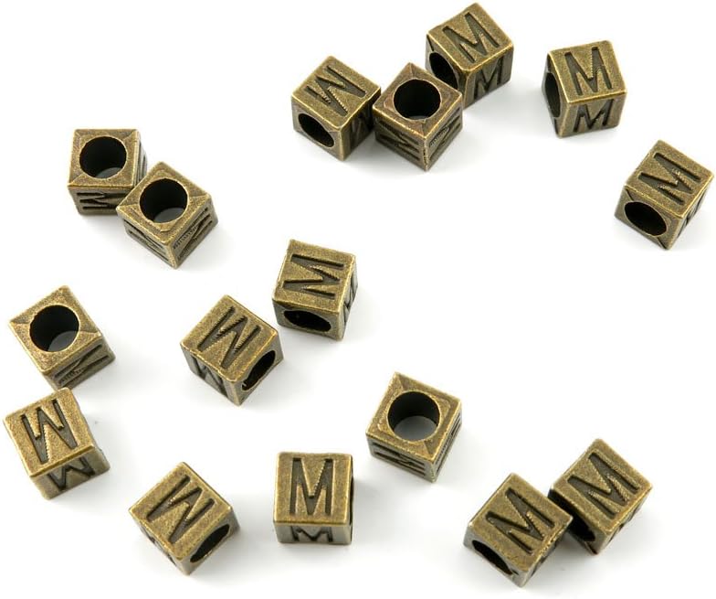 1180 Pieces Jewelry Making Charms Findings Antique Bronze Brass Fashion Jewellery Wholesale Supplies Pendant Lots Bulk Supply Q1PT7 Alphabet M Cube Loose Beads