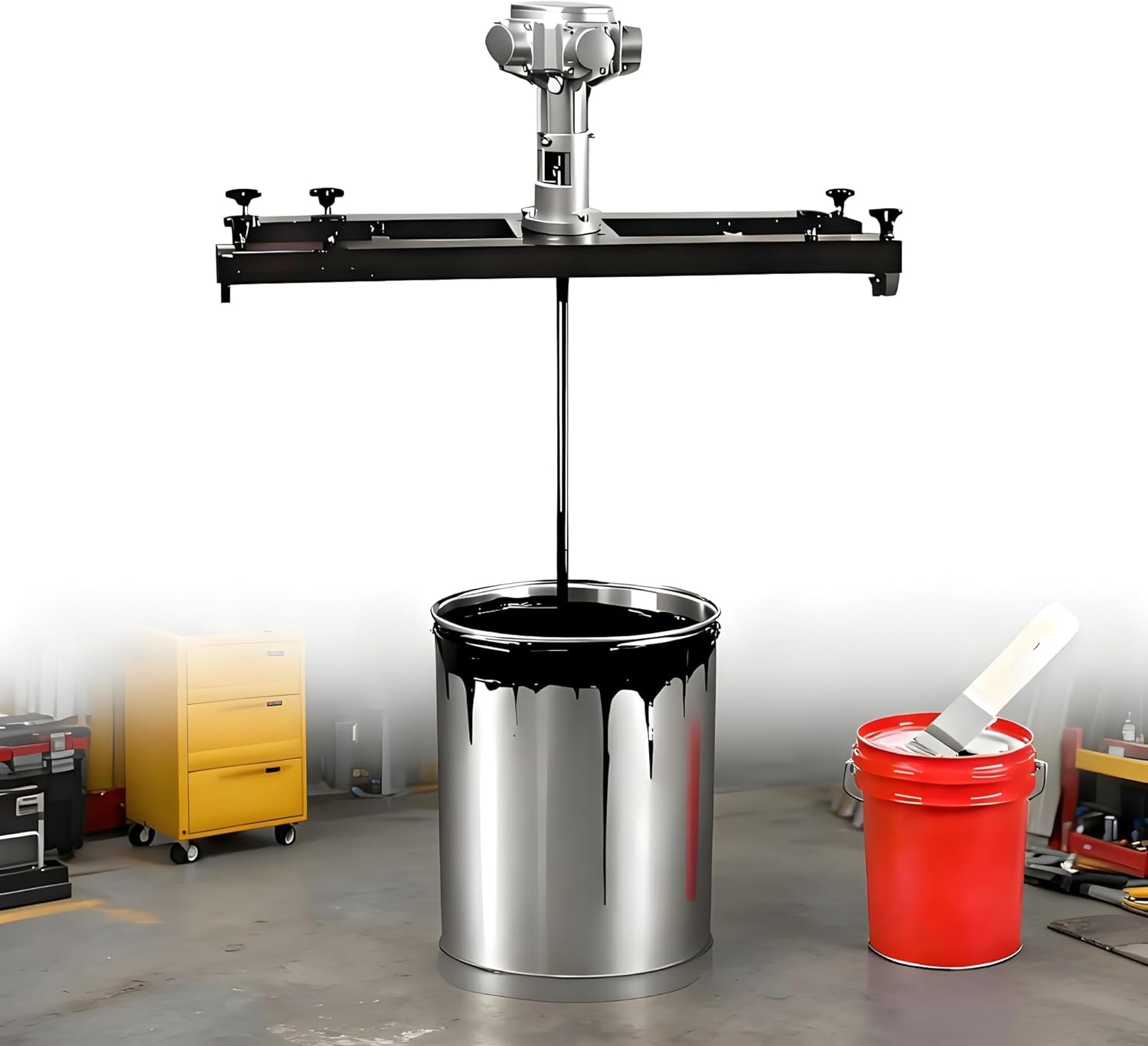 Pneumatic Agitator for IBC Tank for IBC & Open-top Drum,Air Agitator for Stirring Medium High Viscosity Solutions,Pneumatic Mixing Machine Mixer,With Retractable Bracket(Small 5Cylinder)