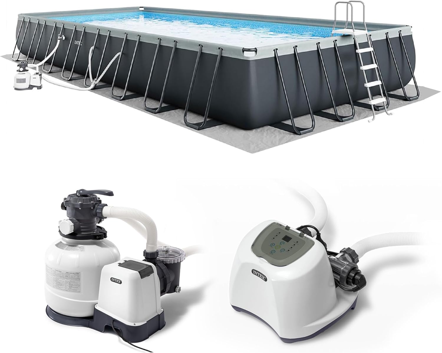 INTEX 26373EH Ultra XTR 32ft x 16ft x 52in Above Ground Swimming Pool Set with Sand Filter Pump and Krystal Clear Saltwater System