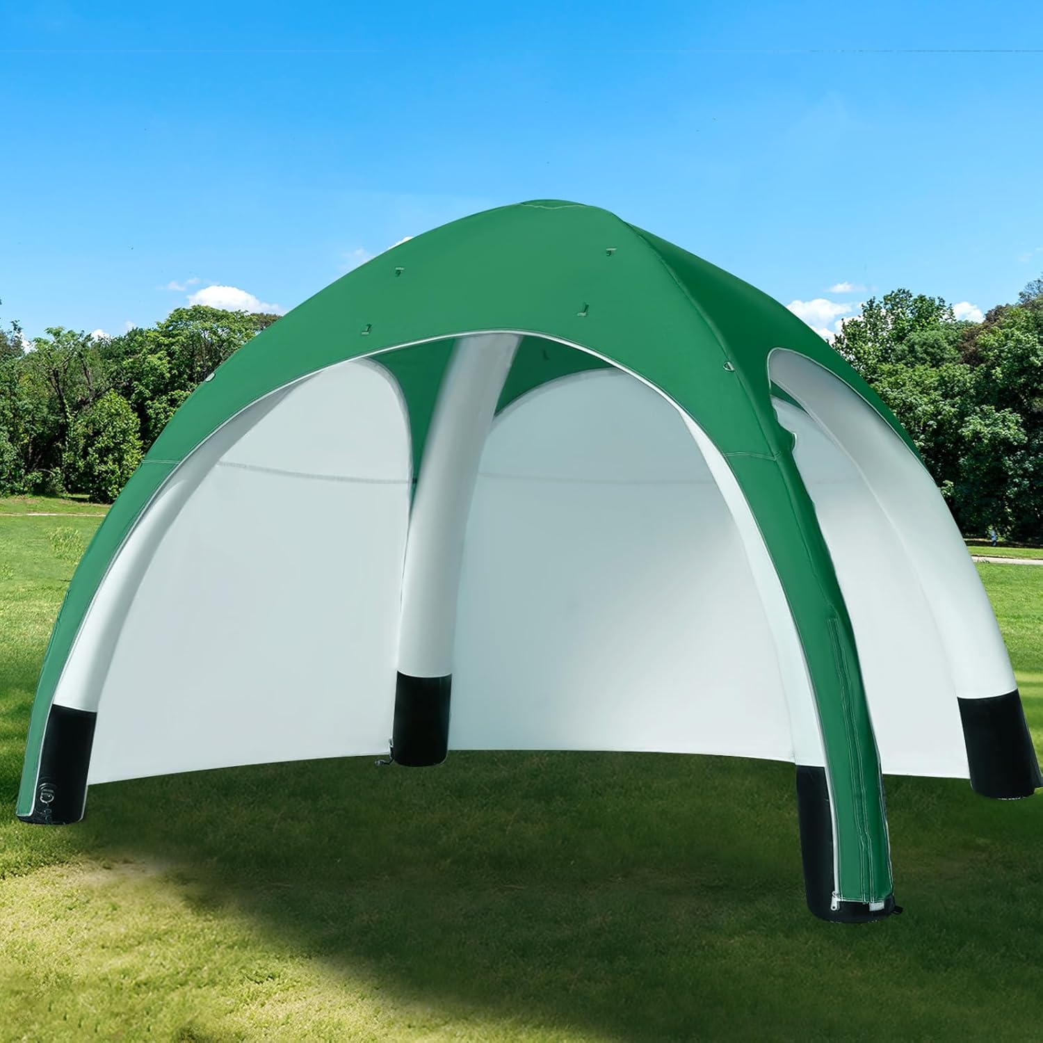 Inflatable Canopy Tent 10x10Ft Green, 2 Removable Sun Curtains & Air Pump Included, Portable Airtight Sun Shelter Canopy for Outdoor Events, Trade Shows and Promotions