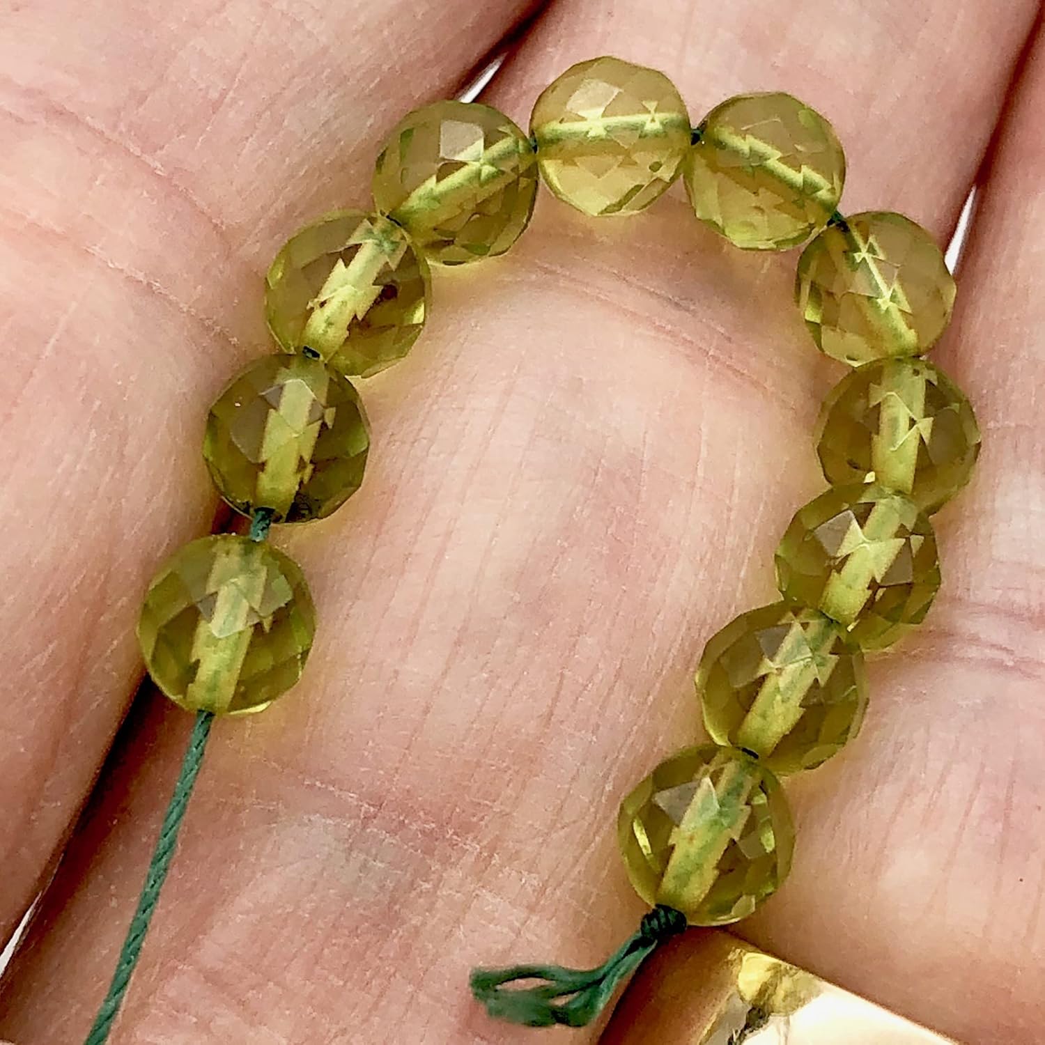 Amber Faceted Round Bead Strand | 6mm | Green | 68 Bead(s) for Jewelry Making