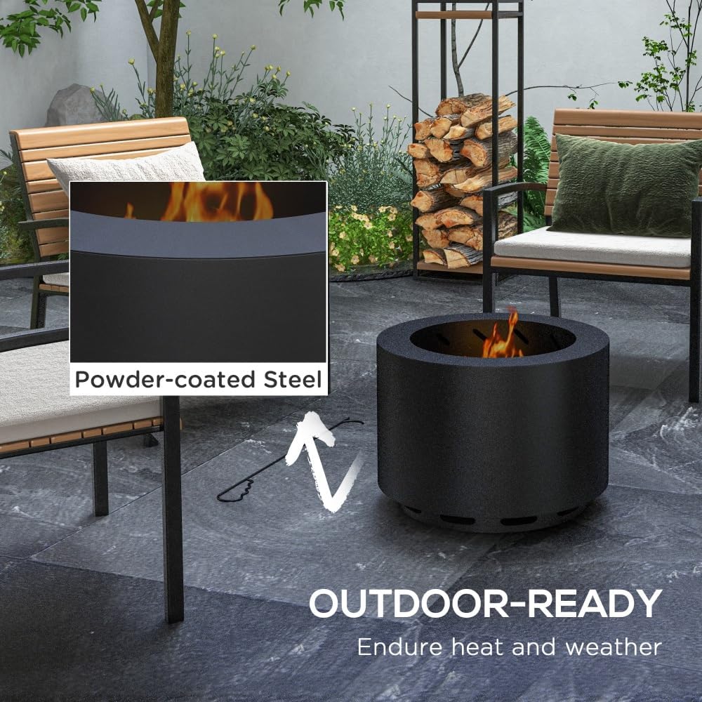 Smokeless Fire Pit for Backyard and Camping, Portable Wood Burning Firepit with Poker, Stainless Steel Outdoor Bonfire Stove for Patio
