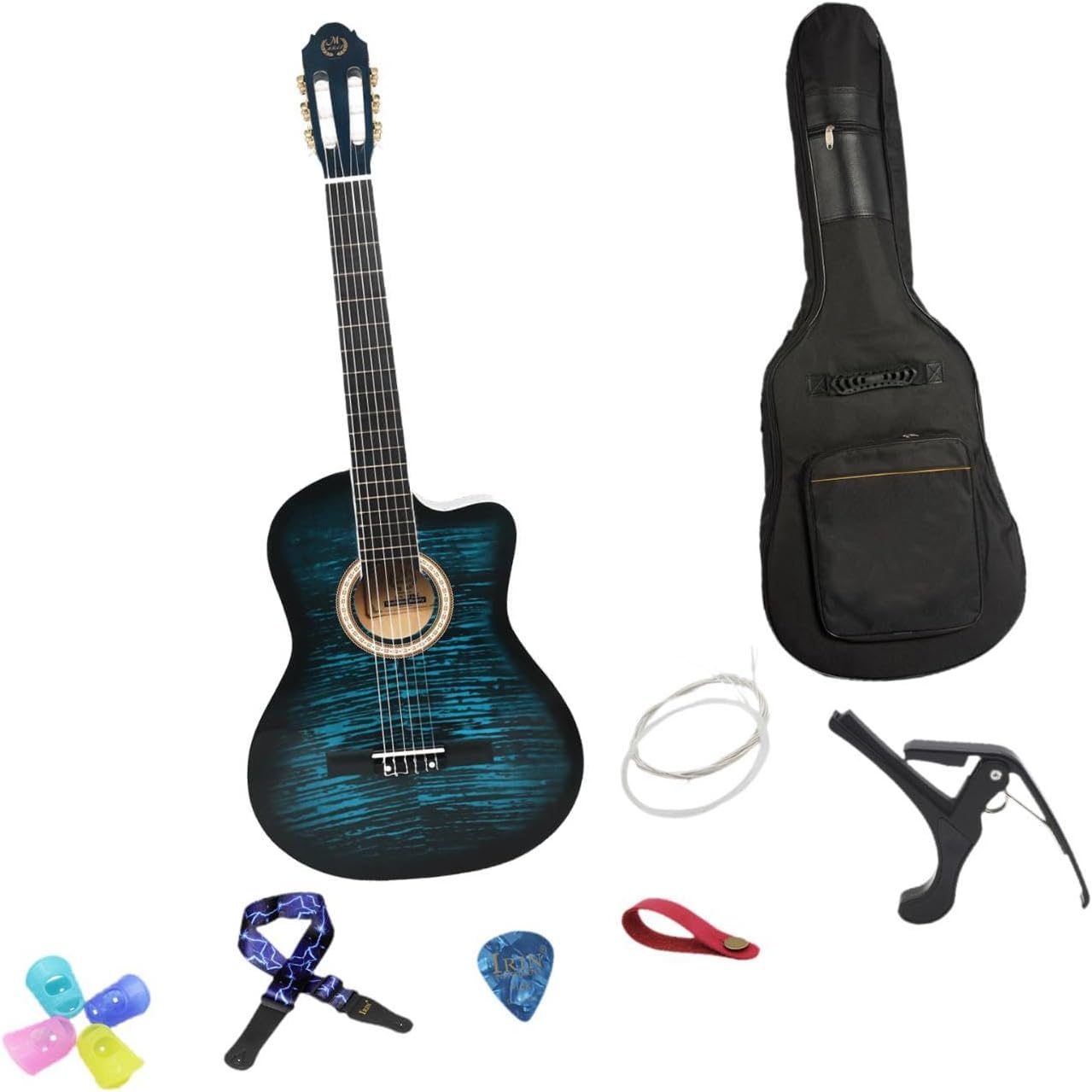 Acoustic Guitar Folk Guitar Musical Instrument Lightweight Adult Performance Grade Notched Guitar for Adult Kids Performances Blue(Blue)