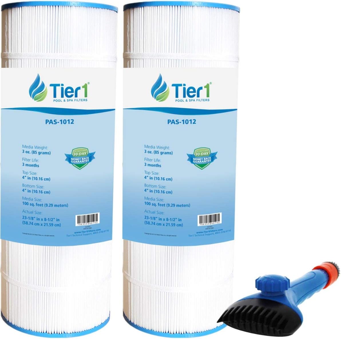Tier1 Pool & Spa Filter Cartridge 2-pk Wand Brush Filter Cleaner C1100 | Compatible with CX1100RE, Pleatco PA100, Unicel C-8610 | 23-5/16