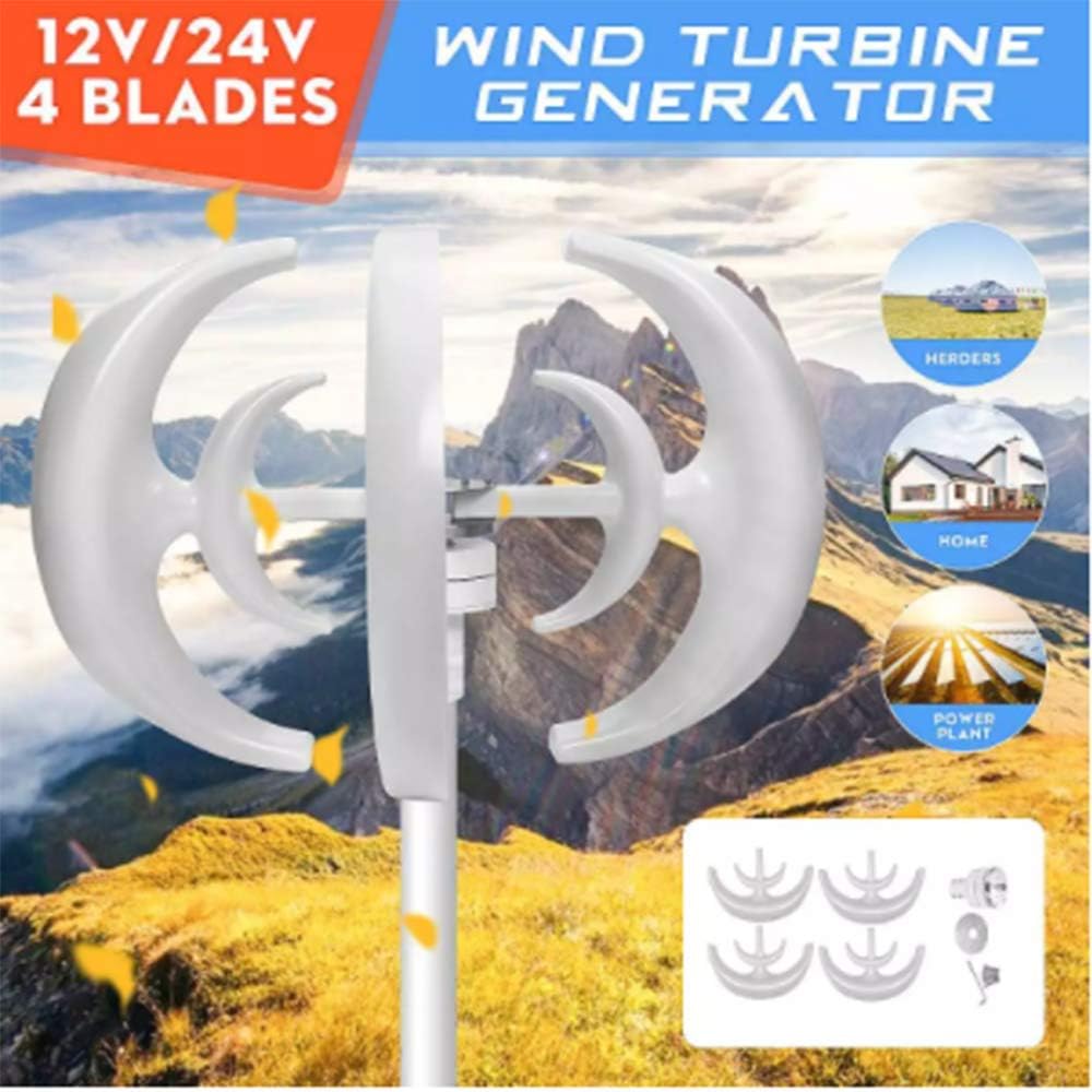 4200W Wind Turbine Generator 12V 24V Automatic 4 Blades Motor Kit Windmill Energy Charge Turbines Vertical Axis for Home Camping,24v