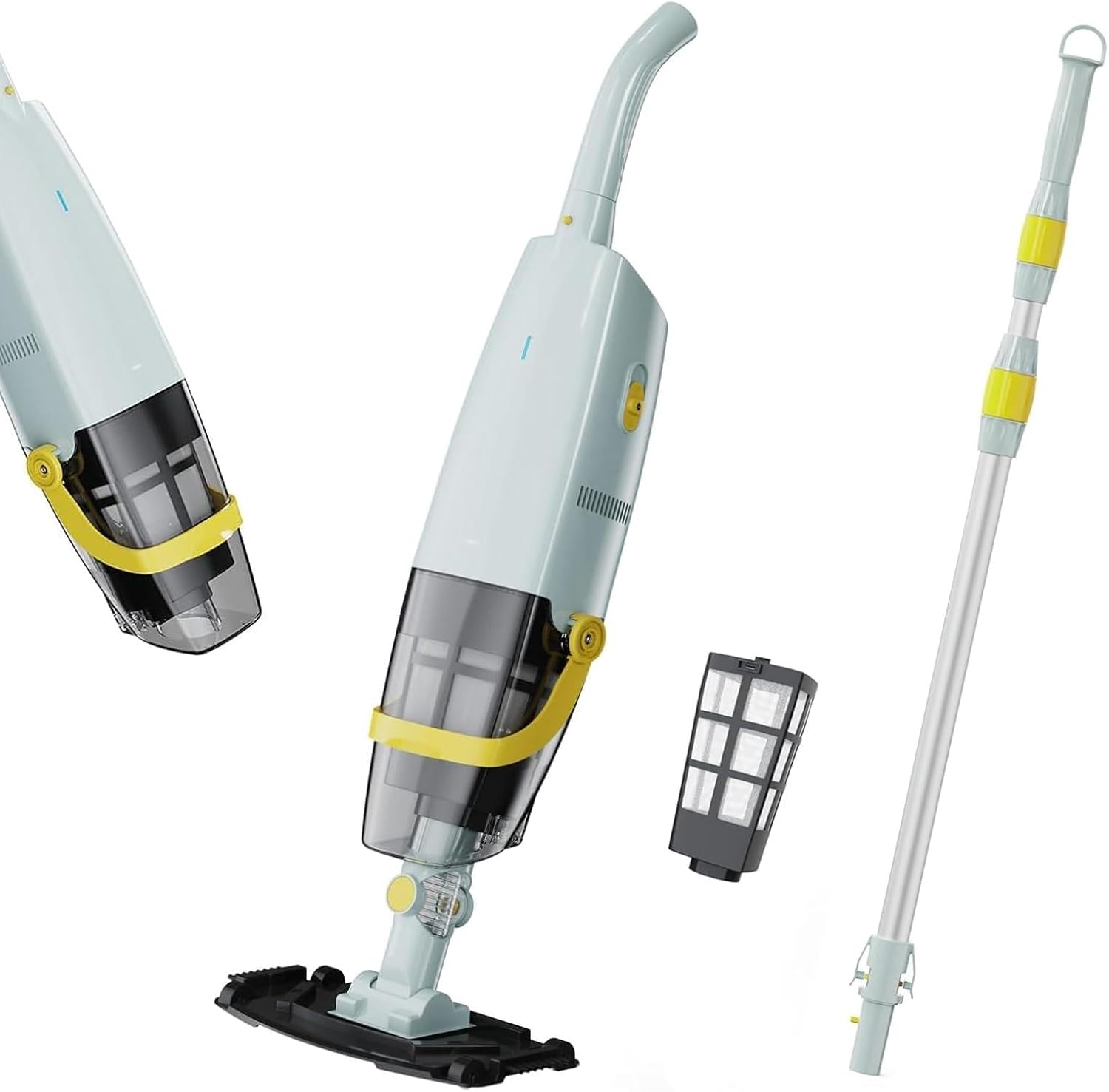 Cordless Handheld Pool Vacuum, Rechargeable Pool Cleaner with Single-Phase Debris Capture, 30W Powerful Suction, 60-Min Runtime, Ideal for Above Ground Pools, Spas, Hot Tubs, Gold