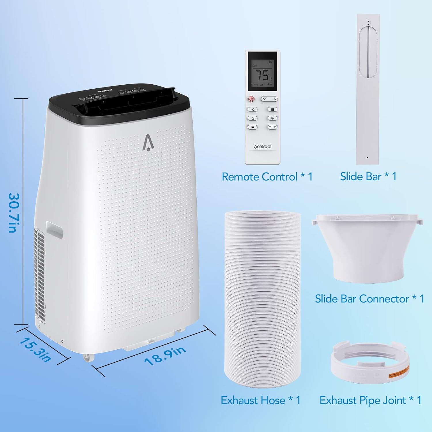 Portable Air Conditioner 14,000 BTU, 3-in-1 Dehumidifier & Fan Modes, Floor AC Unit, Ideal for Rooms up to 750 Sq Ft, Complete Window Mount Kit