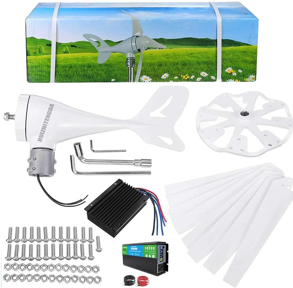 3000W Wind Turbine 12V 24V 48V Free Energy Wind Turbine, -40°C to 80°Cwith Free MPPT Controller 110V/220V for Household Use