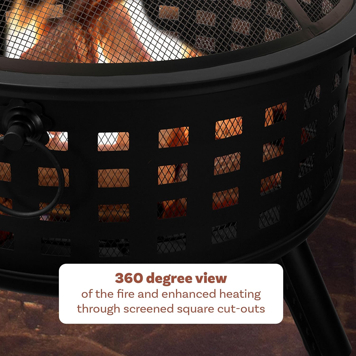 Outdoor Fire Pit - 26-Inch Round Lattice Wood Burning Firepit with Screen, Poker, Grate and Cover - Wood Fire Pits & Outdoor Fireplaces by Pure Garden