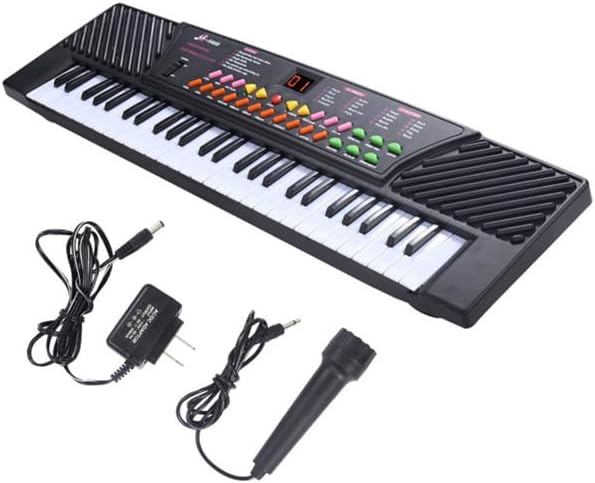 54-Key Electronic Keyboard for Kids, 10 Timbres/10 Tempos, Record/Playback, Microphone & Headphone Jack, 6 Demo Songs, LED Display, Dual Power Supply (Black)
