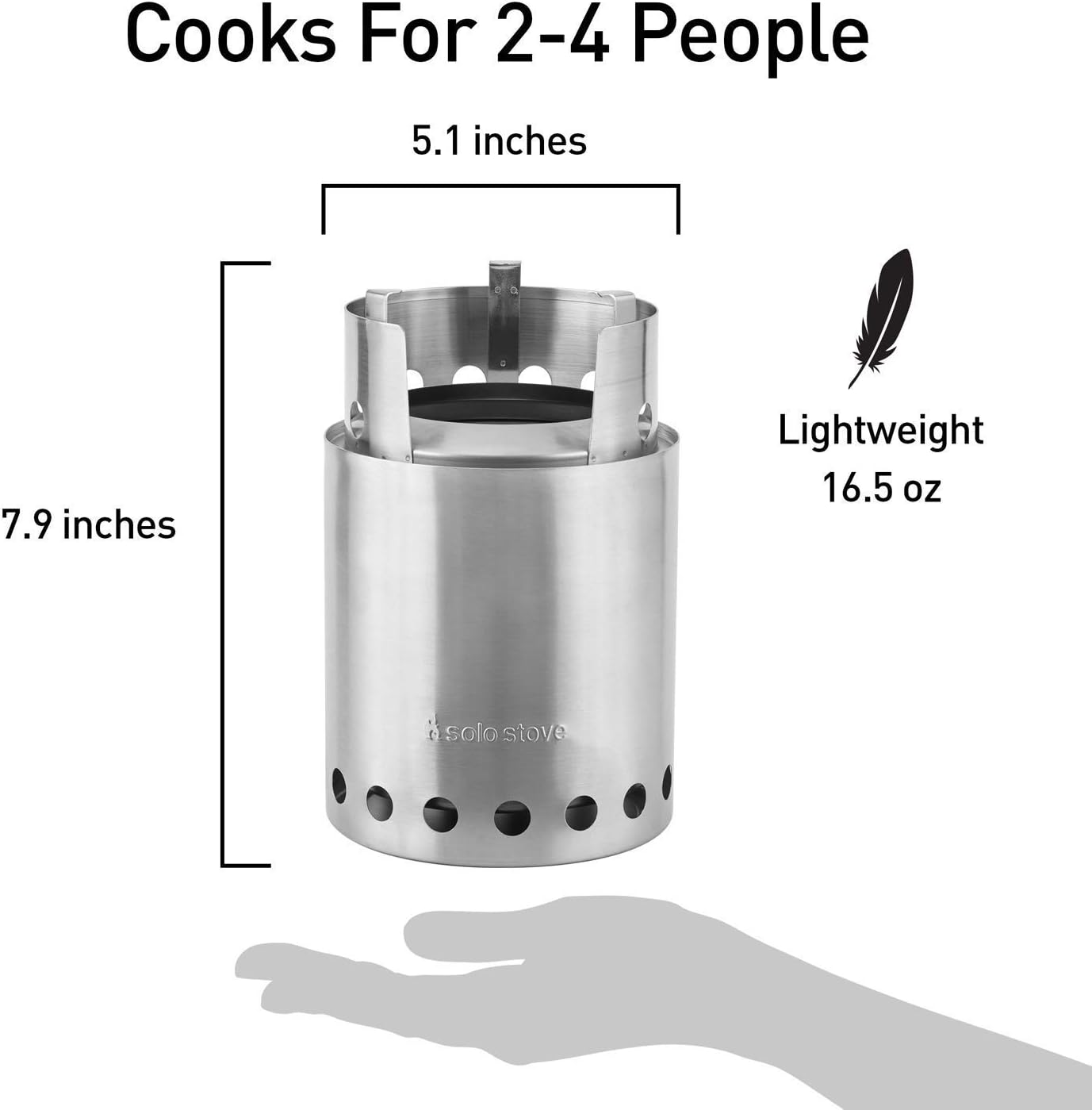 Solo Stove Titan Camping Stove Portable Stove for Backpacking and Outdoor Cooking Great Stainless Steel Camping Backpacking Stove Compact Wood Stove Design-No Batteries or Liquid Fuel Canisters Needed