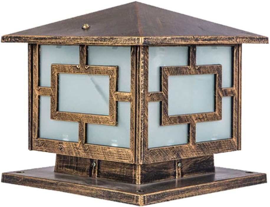 Traditional Exterior Pillar Light Bronze Post Cap Lamp Waterproof European-Style Glass Fence Post Caps Lights Fits 4x4, 5x5 Or 6x6 Wooden Posts Lawn Deck Post Lanterns