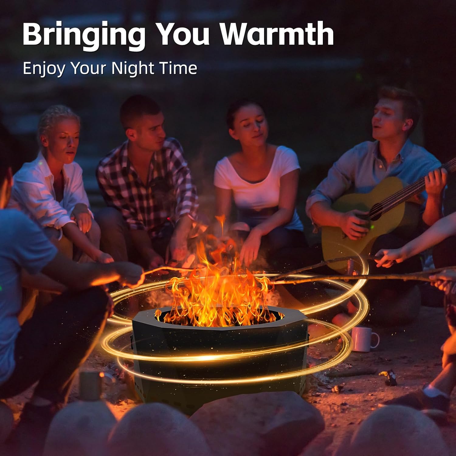 Smokeless Firepit Outdoor-25 Inch Large Smokeless Fire Pits for Outside with Handles, Fire Pit Lid Cover Round - 38