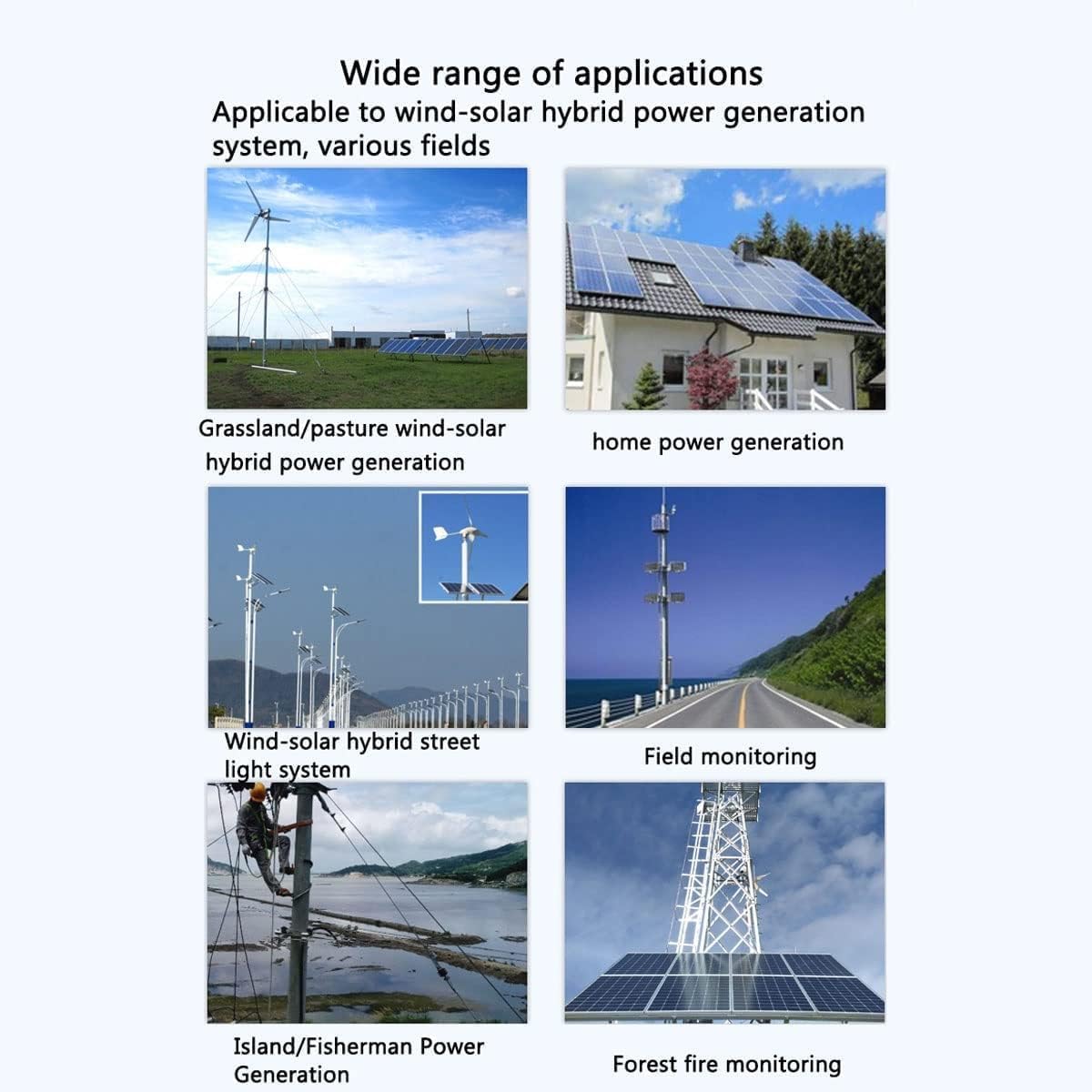 Wind Solar Hybrid Charge Controller with LCD Display 3000W,24V/48V Automatic Wind and Solar Charge Controller, 1500W Wind + 1500W Solar Wind Power Accessories Intelligent Regulator,3000W