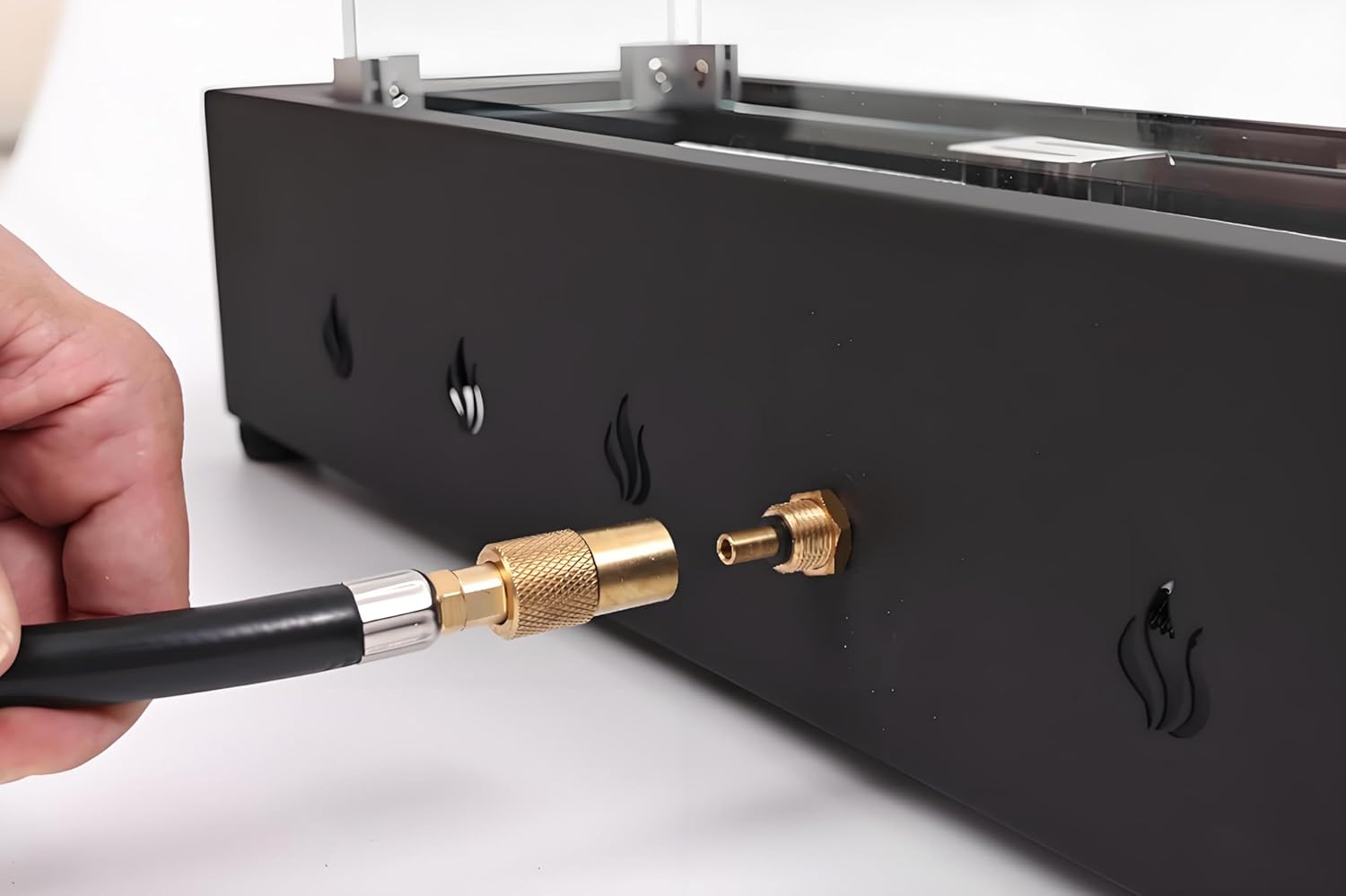 28-Inch Rectangle Fire Pit, 40000BTU Outdoor Propane Fire Pit, Wind-Resistant Firepits, Durable Iron Stylish Glass Beads Design for Patio Table