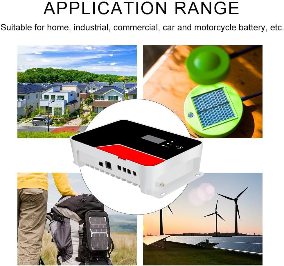 40A MPPT Solar Charge Controller 12V/24V DC 100Voc with LCD Display and Built-in Bluetooth,Control via Mobile Phone APP APP,fit for Sealed Flooded Gel and Lithium Battery