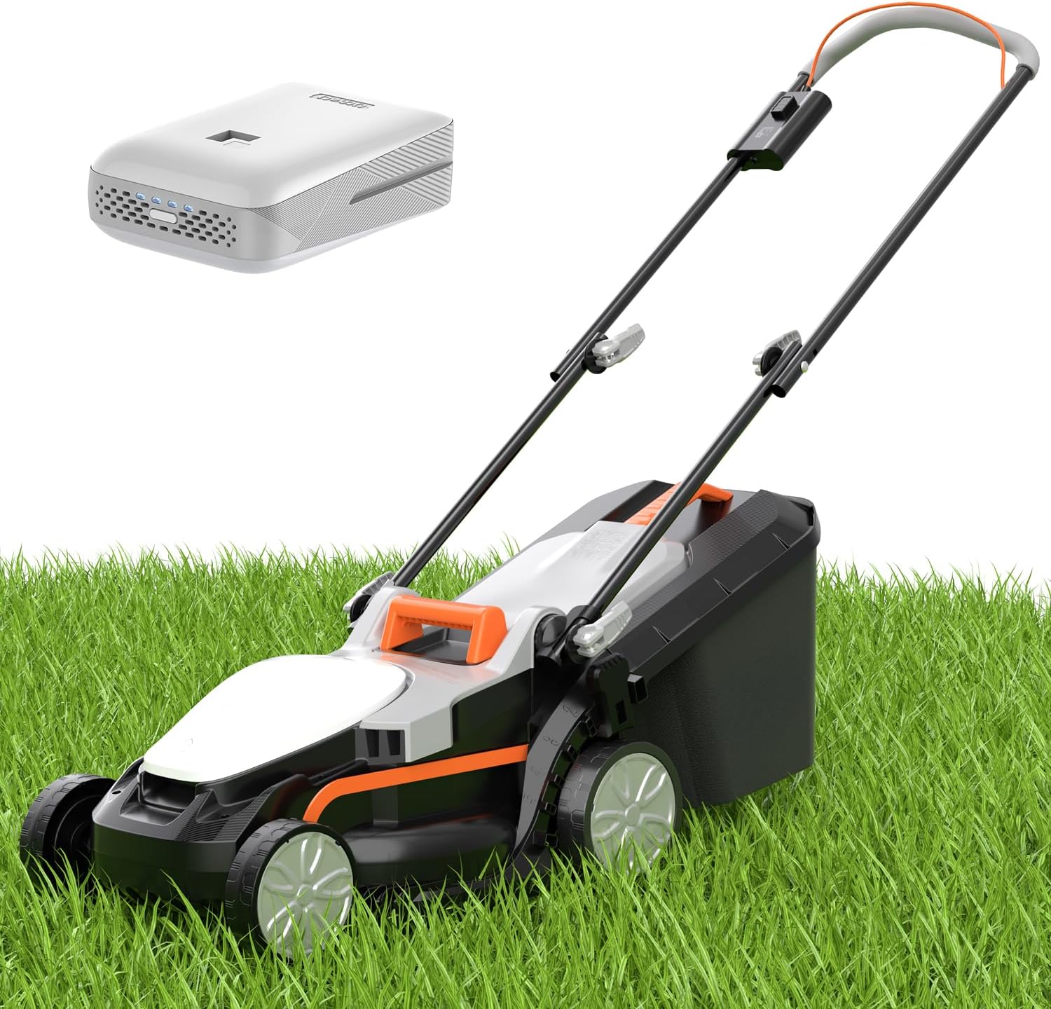 Litheli Electric Lawn Mower Cordless,Grass Cutter Machine for 1300 Sq.Ft.Lawnmower with Motor,13.2 in Cutting Width,8 Gallon Capacity,Cutting Height from 1 to 2.5 in with 4.0A Battery