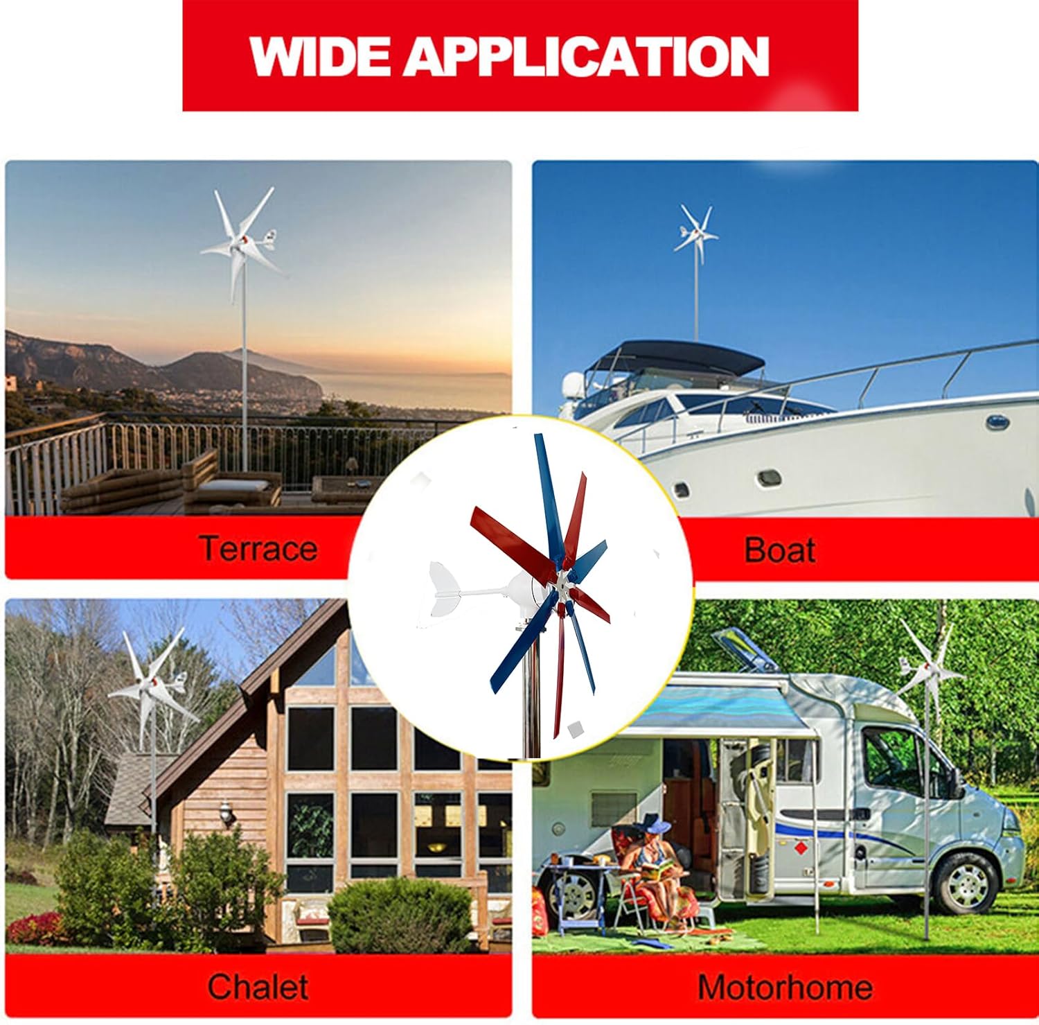 16000W No Noise Vertical Wind Turbine, 12V 24V 48Vwith Waterproof Charge Controller 8 Blades for Home Use Vertical Axis Wind Turbine