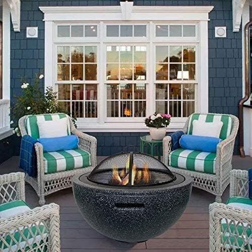 Fire Pits Outdoor Wood Burning Fire Pit,BBQ Grill Fire,Black Marble Design, Magnesium Oxide Material, High Temperature Resistance, Strong, High-End with Cover BBQ Cooking for Outside Camping Backyar