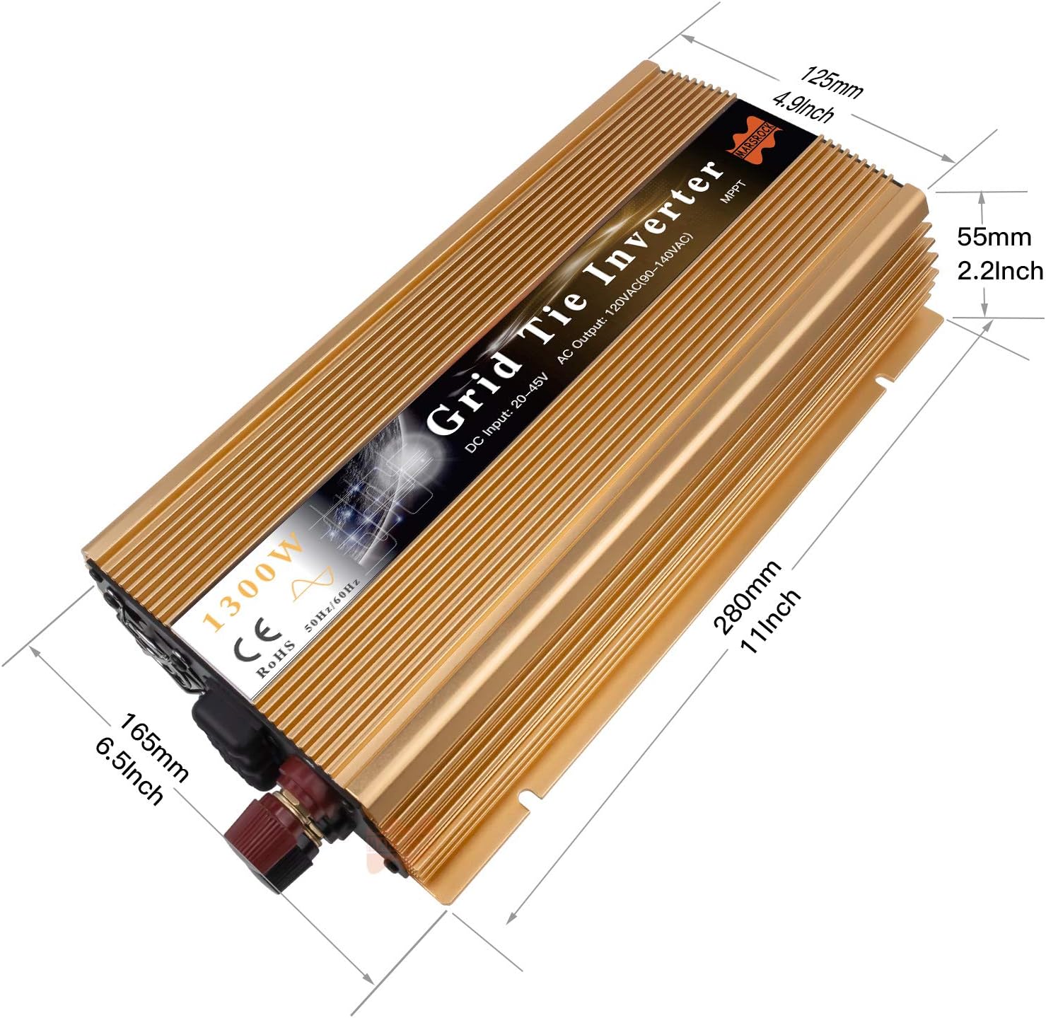 1000W MPPT Pure Sine Wave Grid-Tie Micro Inverter, Converts 20-50V DC to 110V/120V AC, Perfect for Home Solar or Wind Power Systems.