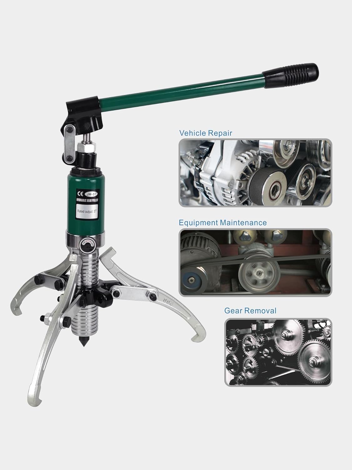 10T Hydraulic Gear Puller Set Wheel Bearing Puller Kit 2 or 3 Jaws Pulling Separator for Wheel Hubs Rotors Car Axles Pulleys Brake Drums (10 inch JAW)