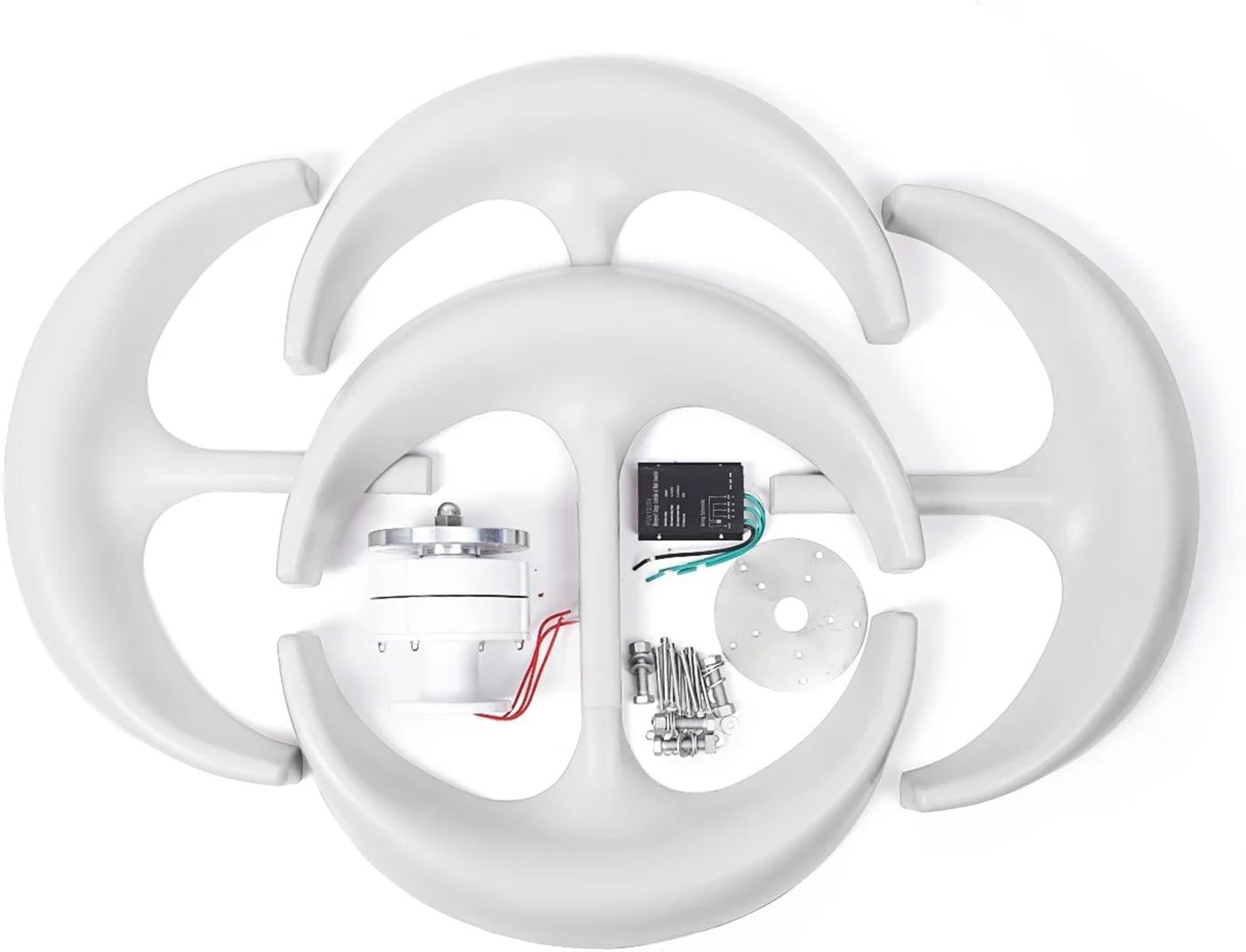 Wind Turbine 600W 24V Wind Turbine Generator Lantern Vertical Axis Wind Generator 5 Leaves with Controller Motor Kit White Red Industrial Energy(White)