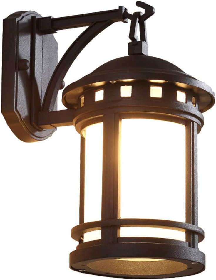 External Wall Lights Iron Metal Outdoor Wall Lamps Garden Exterior Porch Lights Waterproof Retro Wall Lighting Fixture for Living Room, Courtyard, Bedroom,Glass Lampshade(Black)
