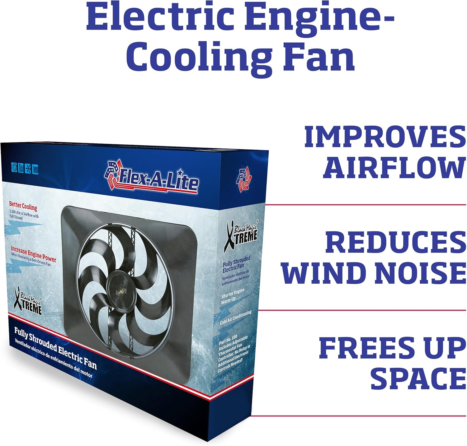 Black Magic X-Treme S-Blade Reversible Electric Fan, Pusher-Puller Fan (180), Car Accessories, 15 Inches