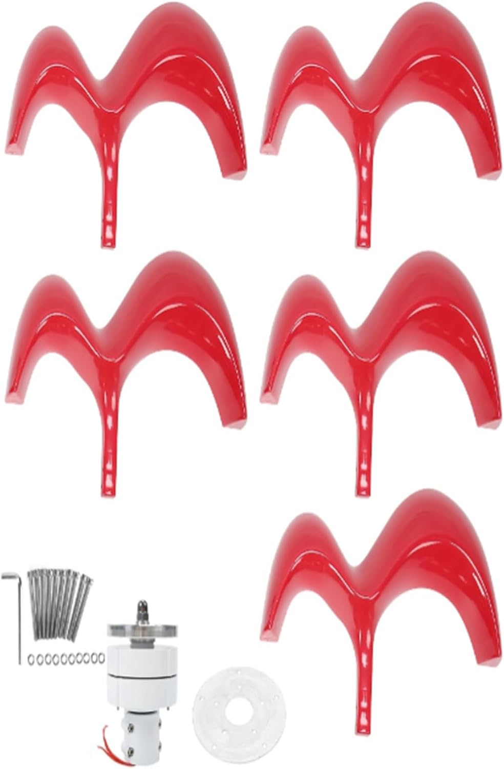 1500W Vertical Lantern Wind Turbines Generator 12V 24V 48V 5 Blades No Noise Wind Power Generator for Courtyard Outdoor Street- with Controller(Red)