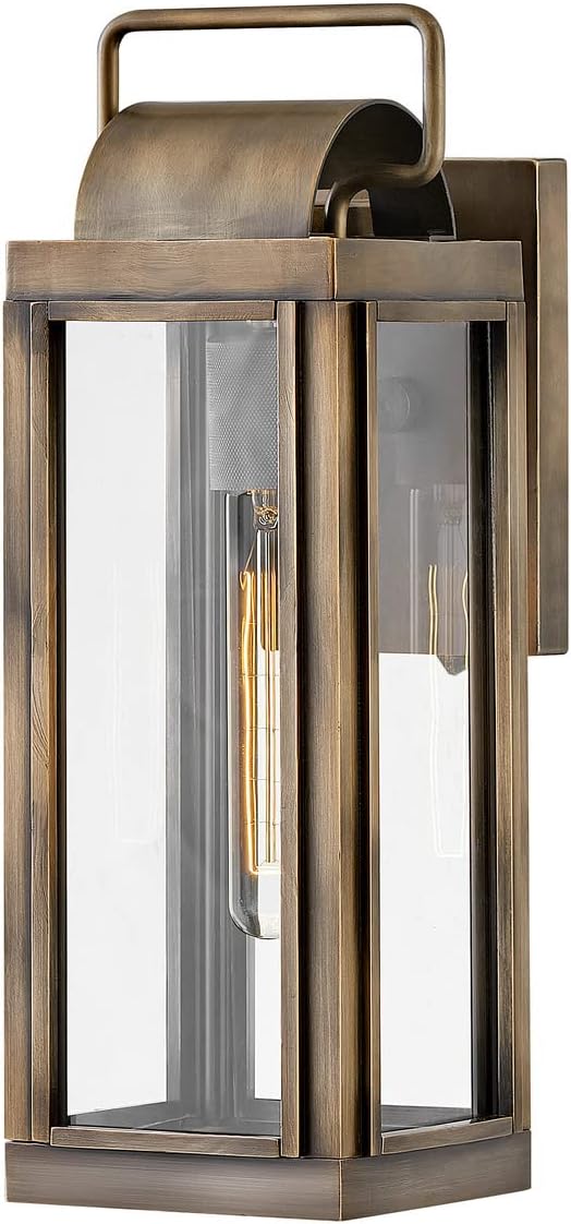 Hinkley Sag Harbor Collection One Light Outdoor Small Wall Lantern, Burnished Bronze Finish w/Clear Glass