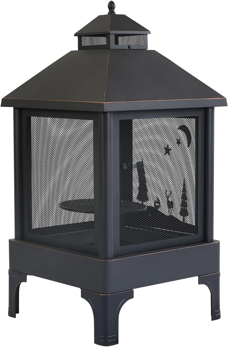 Garden Metal Outdoor Heating Furnace for Backyard 2 in 1 Fire Pit for Outdoor,Large Fire Pit Steel Wood Burning Outdoor Fireplace Tower 48.03