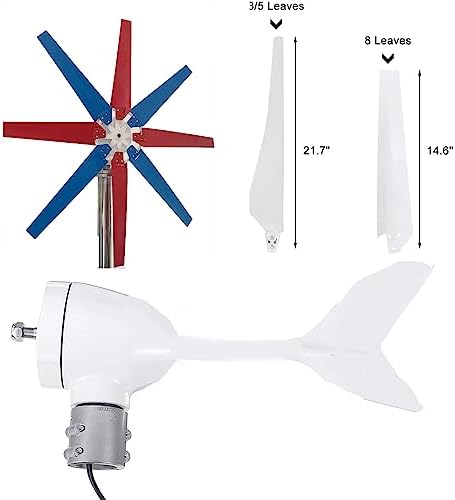 12V/24V Vertical Axis Wind Turbine, Portable Wind Generator, Starts at 2.5M/S, 10000W Max Power, IP67 Waterproof, Ideal for Home, RVs, Renewable Energy Solution
