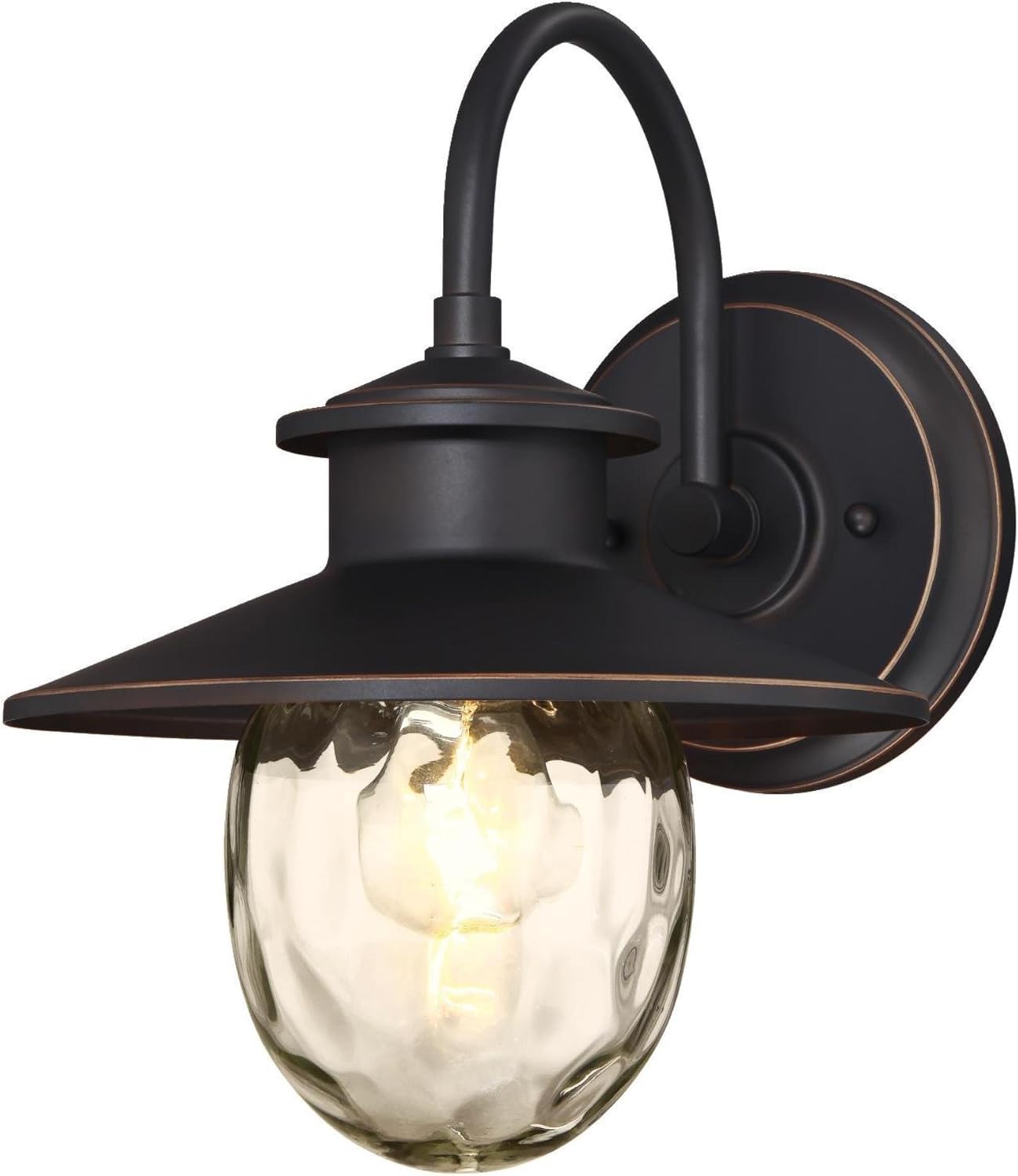Westinghouse 6313100 Delmont One-Light Outdoor Wall Fixture with Highlights and Clear Water Glass, Oil Rubbed Bronze