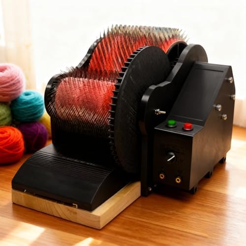 Adjustable Electric Wool Drum Carding Machine with Foot Pedal, Fast Reverse & Forward Speed, for Fiber Blending & Color Mixing, for Wool Combing