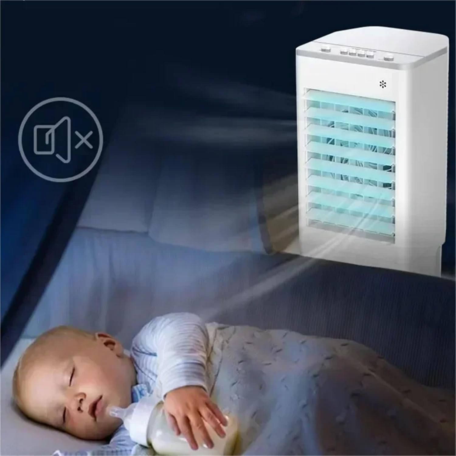 Portable Air Conditioner, Air Conditioning Fan Small Air Cooler Single Cooler Fan e Air Conditioning Fan,Desktop Fan for Home Outdoors(Mechanical control)