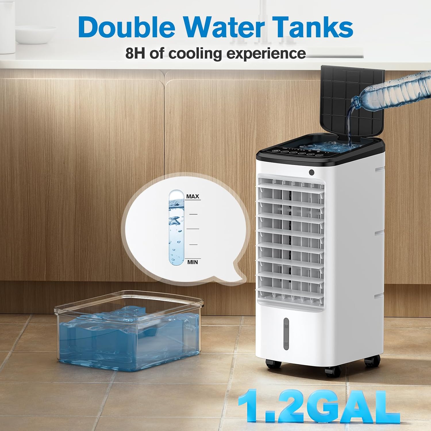 Windowless Portable Air Conditioners with Remote, Ventless Ac Unit Ductless Air Cooler, Hoseless Quiet Evaporative Oscillating Swamp Cooler, 6 Ice Box for Bedroom Indoor Outdoor Office Room