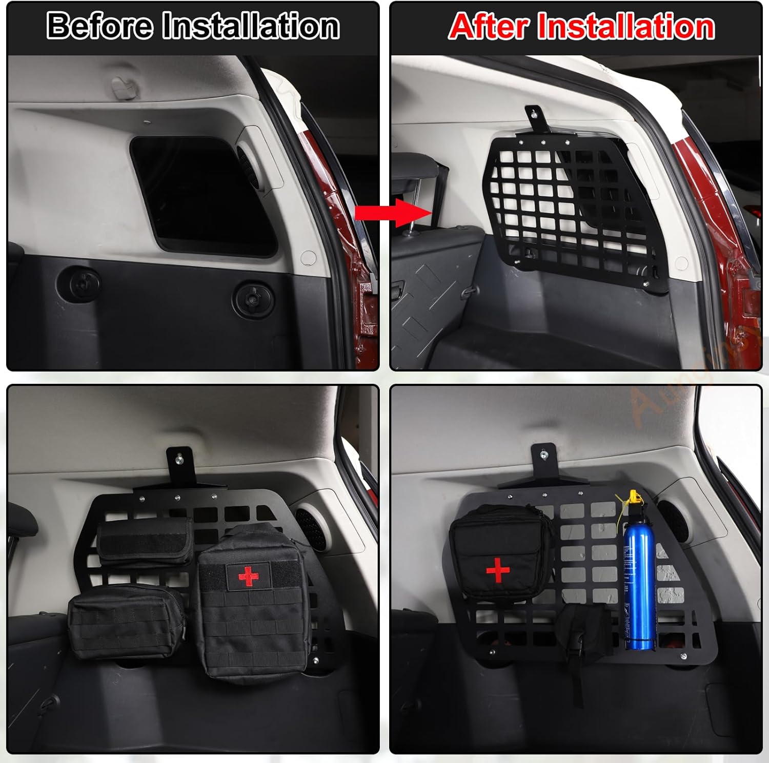 Car Trunk Storage Panel Compatible with Toyota FJ Cruiser 2007-2024 Car Left Right Side Trunk Organizer Storage Rack Shelf Holder Trunk Storage Panel Bracket Tailbox Hanging Bag Grid Frame Accessories