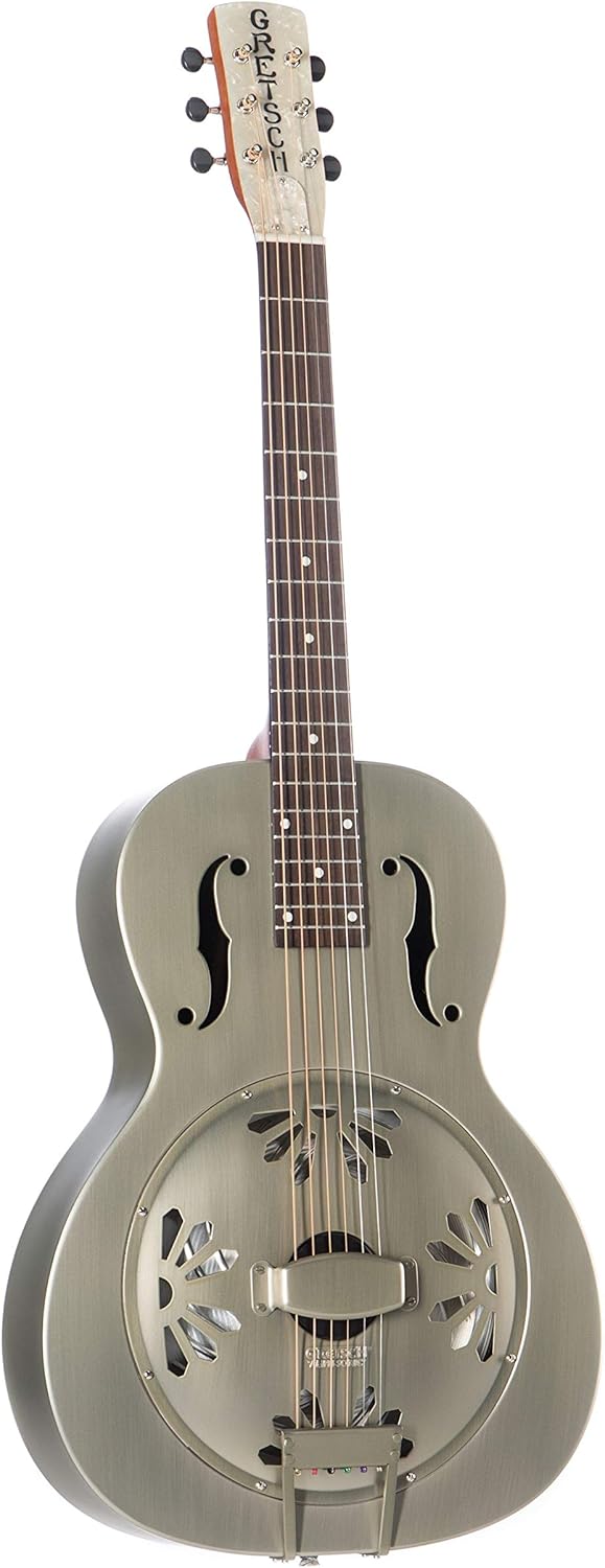 Gretsch G9201 Honey Dipper Round-Neck, Brass Body, and Padauk Fingerboard 6-String Resonator Guitar (Right-Handed, Weathered Pump House Roof)