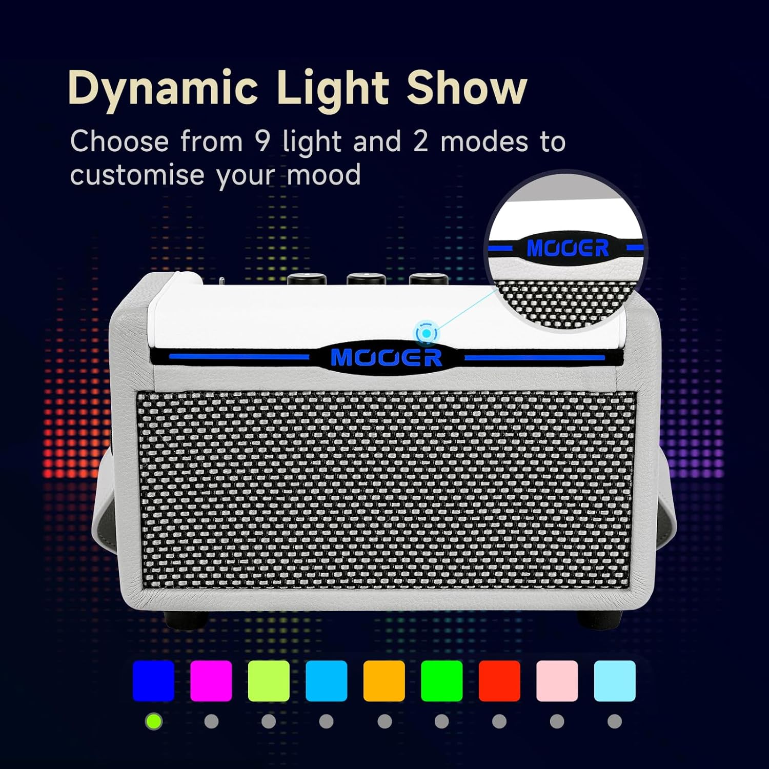 MOOER SD10i 10W Practice Guitar Amplifier Combo with Smart Effects App, Stero Sound Portable with LED Light, 49 Effects Types, 52 Amp Models, Loop, Drum Machine, Tunner (Grey)