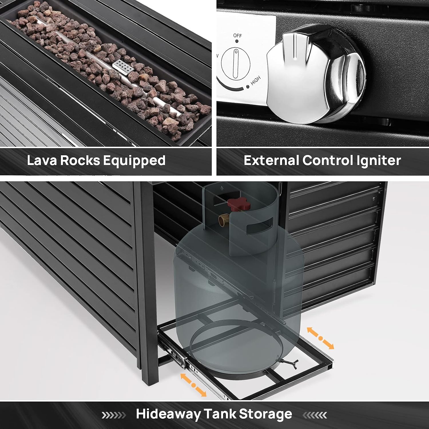 Propane Fire Pit Table, 50 Inches 50000 BTU Auto-Ignition Outdoor Fire Table with External Igniter & ETL Certification, 2 in 1 Fire Pit Table for Outside Patio, Garden, Backyard