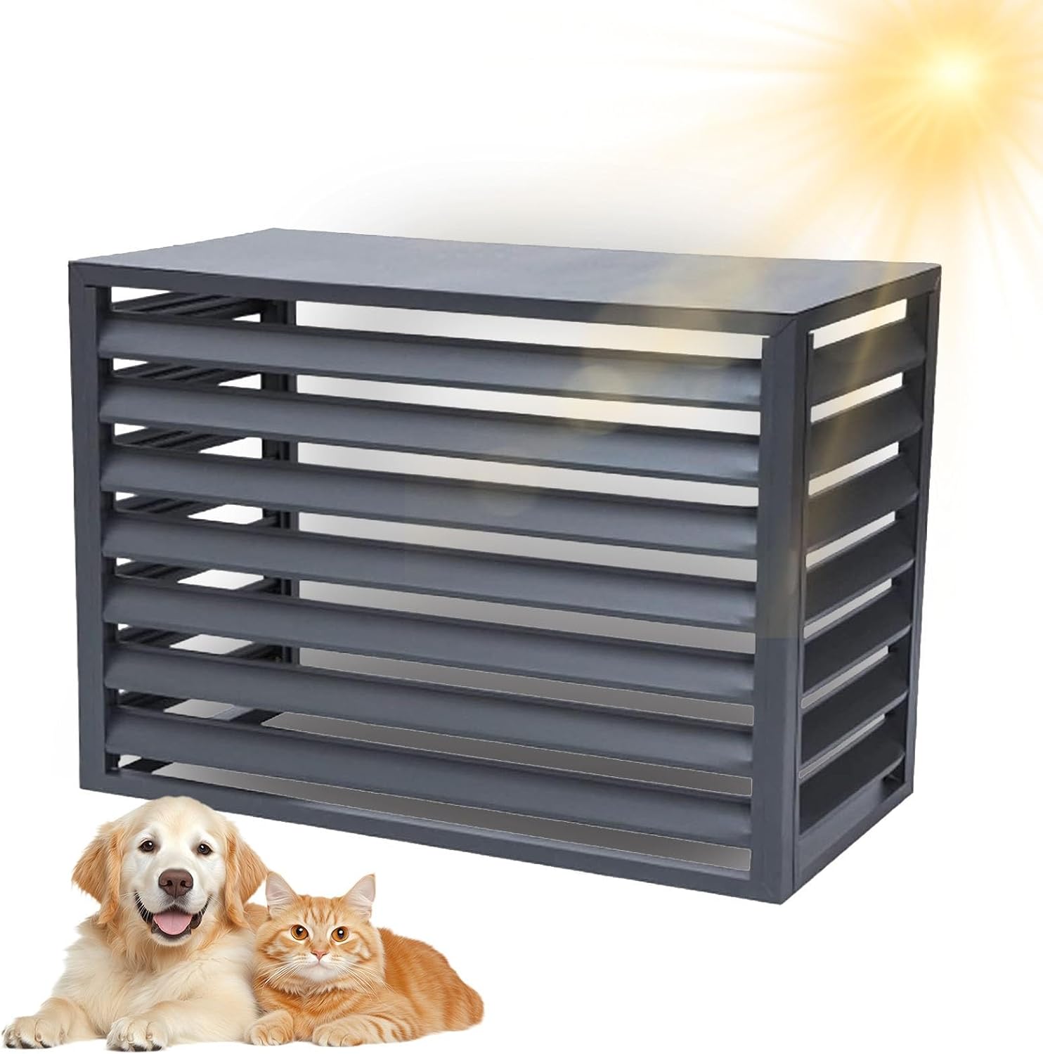 Aluminum Air Conditioner Cover, Air Conditioner Fence for Outside, Anti Theft, Noise Reduction, Wide Application, Outdoor All Weather(Gray,110cm)