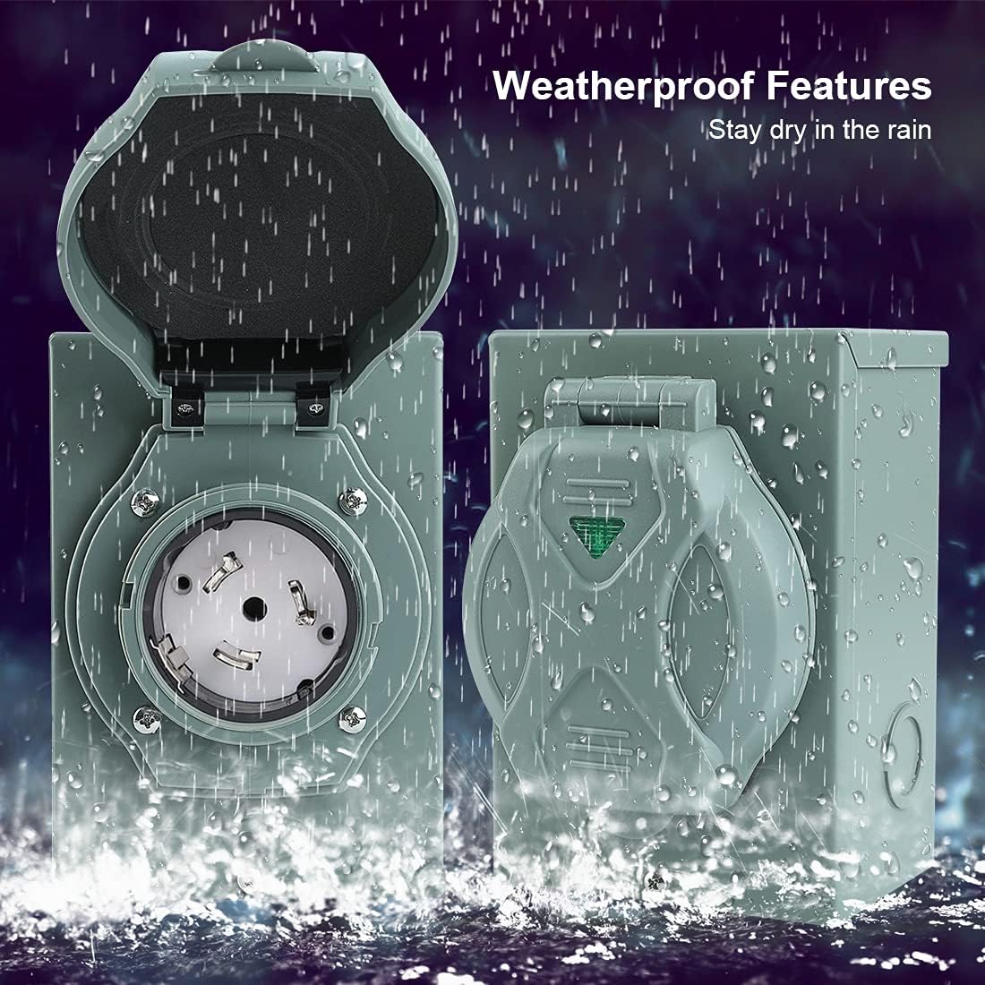 50 Amp Generator Power Inlet Box, NEMA SS2-50P 125/250 Volt 12500 Watts Power Inlet Box for 3 Prong Generator Cord, ETL Listed, Weatherproof Outdoor Use