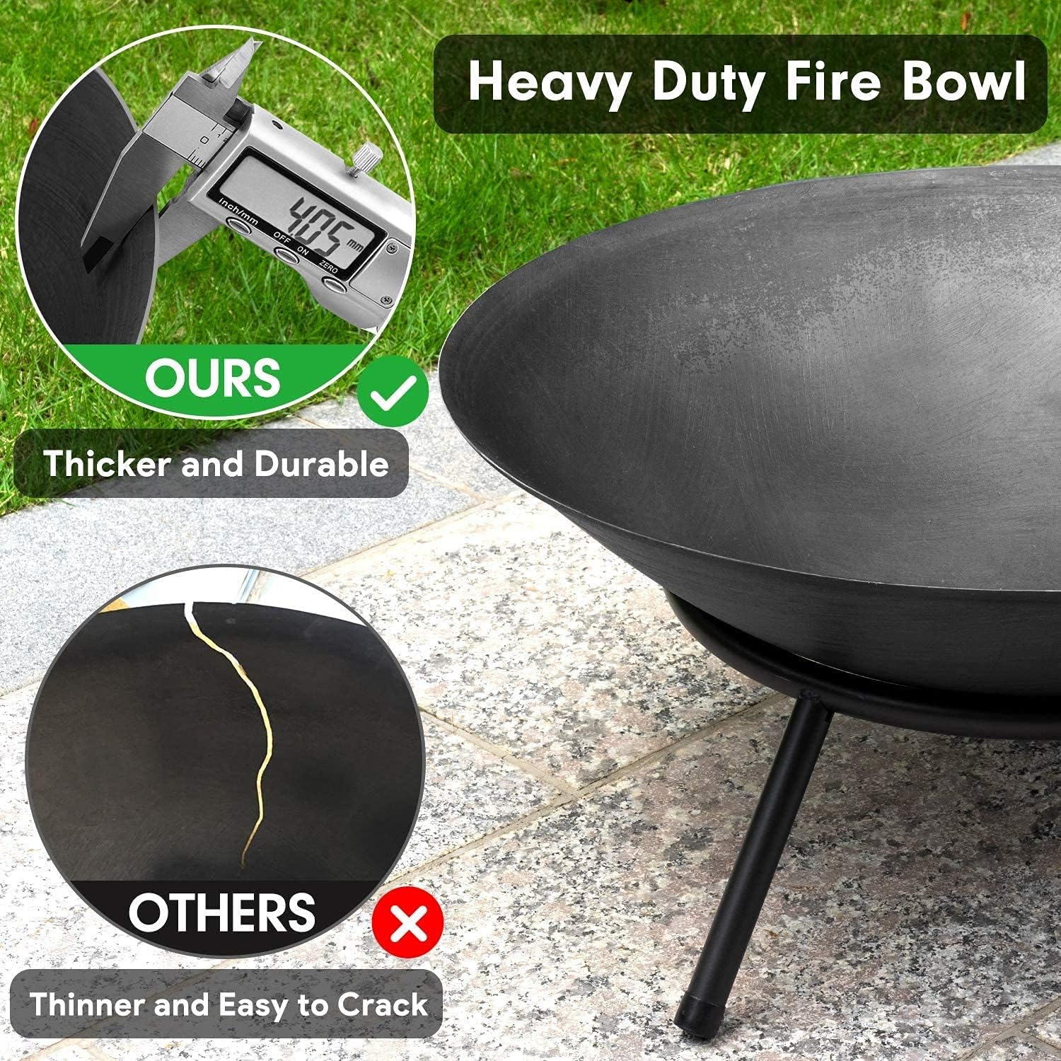 DIY Fire Pits & Bowls, Heavy Duty Metal Steel Firepit Bowl, Wood Burning Firepit Bowl, BBQ Grill Stove, for Camping, Backyard, Patio, Bonfire