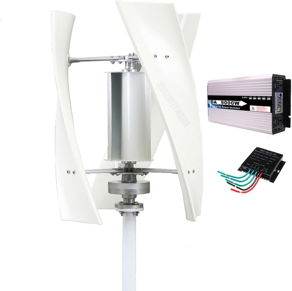 Wind Turbine Generator Kit, Vertical 9000W 3 Blades Energy Windmill Coreless Wind Turbine Set with Inverter Converter/Controller for Home Street Lighting(12V-220V)