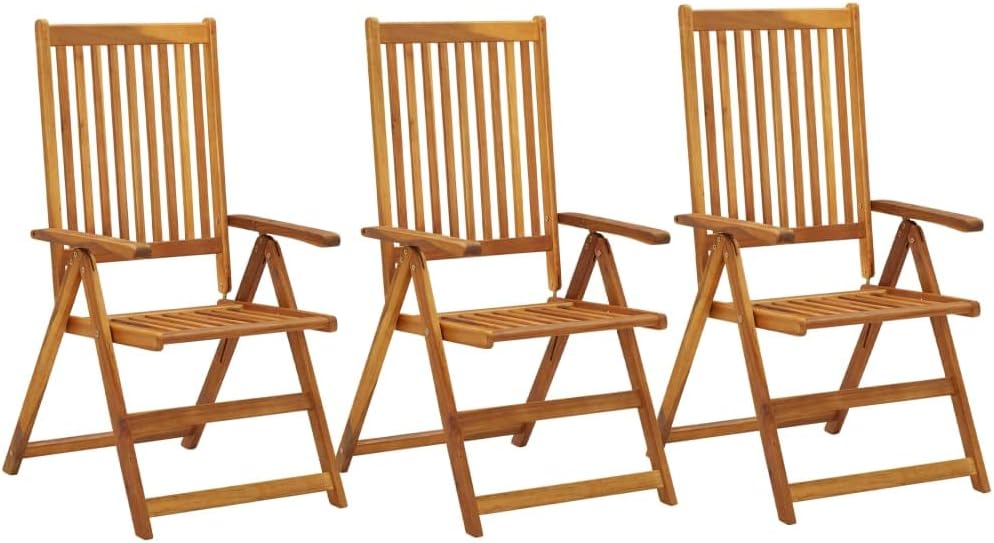 Patio Chair Patio Reclining Chairs 3 pcs Solid Acacia Wood