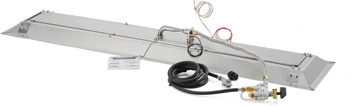 The Outdoor GreatRoom Company Linear Crystal Fire Plus Spark Ignition Fire Pit Burner Kit (CFP1264), 12x64-Inches